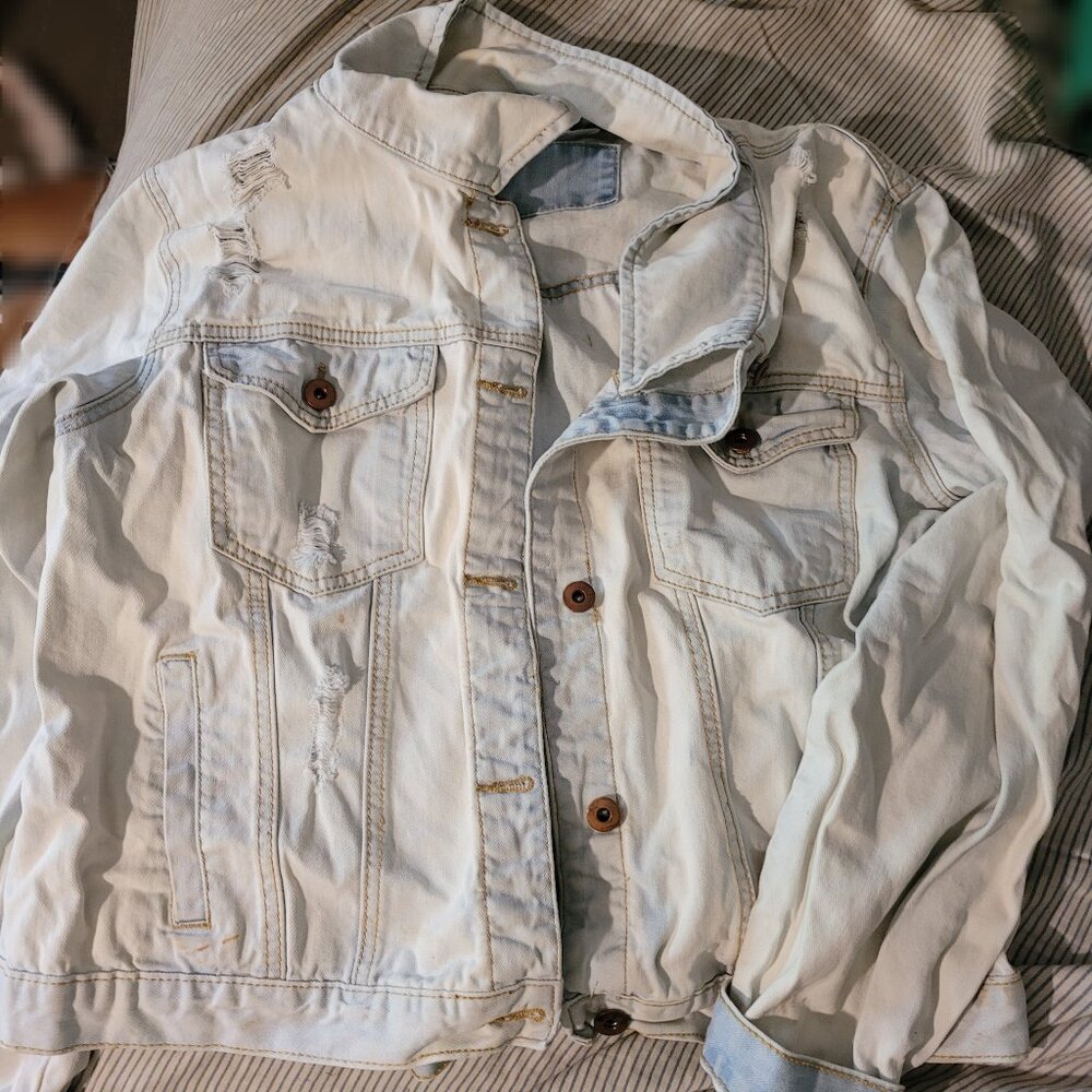 Bleach denim jacket & pants set